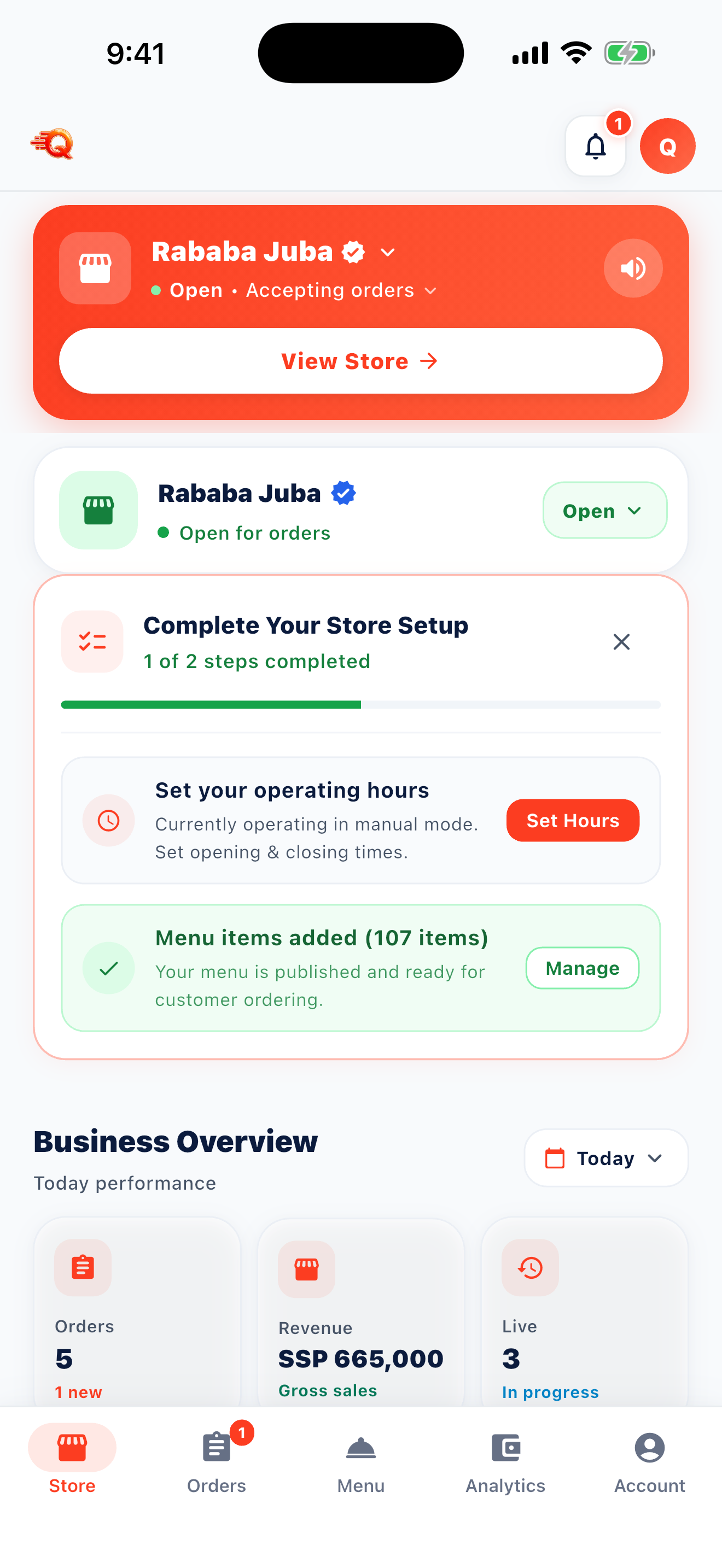 QuikkBusiness Store Manager Dashboard